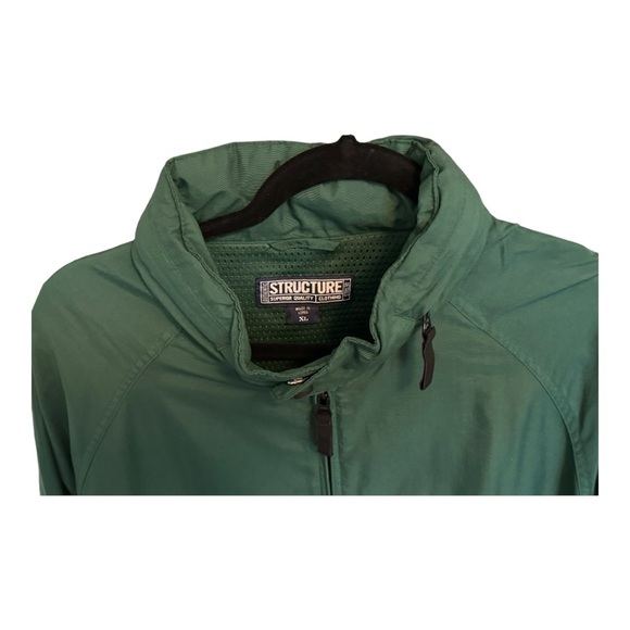 Structure Mens Size XL Zip Up Jacket Green Hidden Hood Adjustable Very Nice - Picture 7 of 15